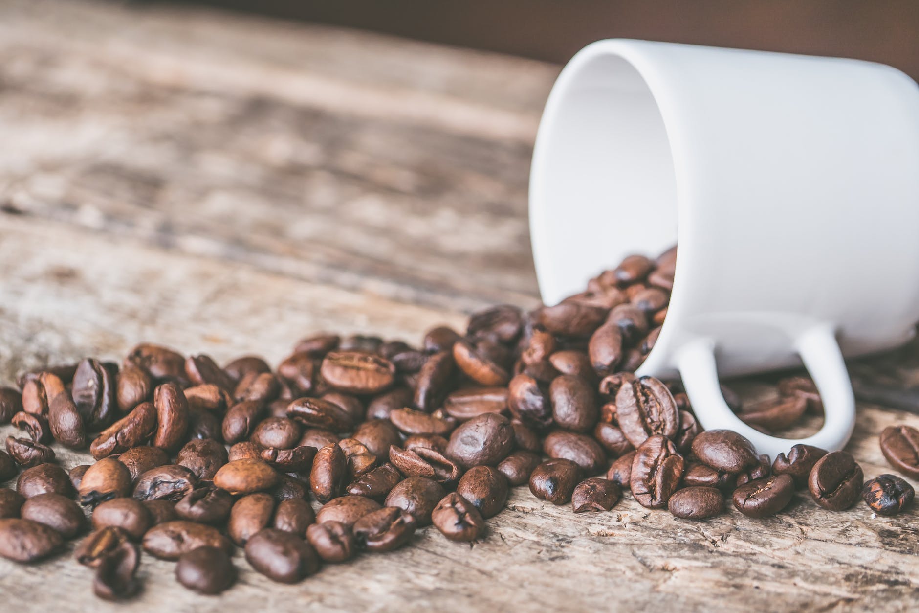 coffee beans and white mug