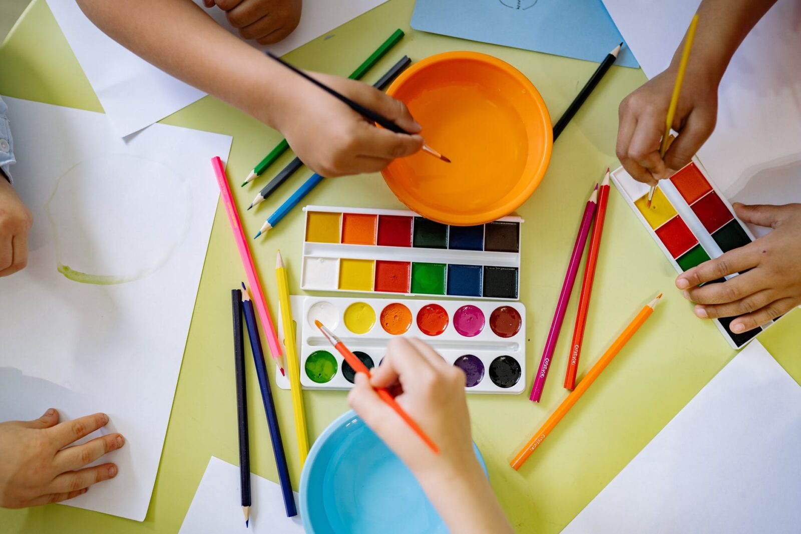 art materials on table